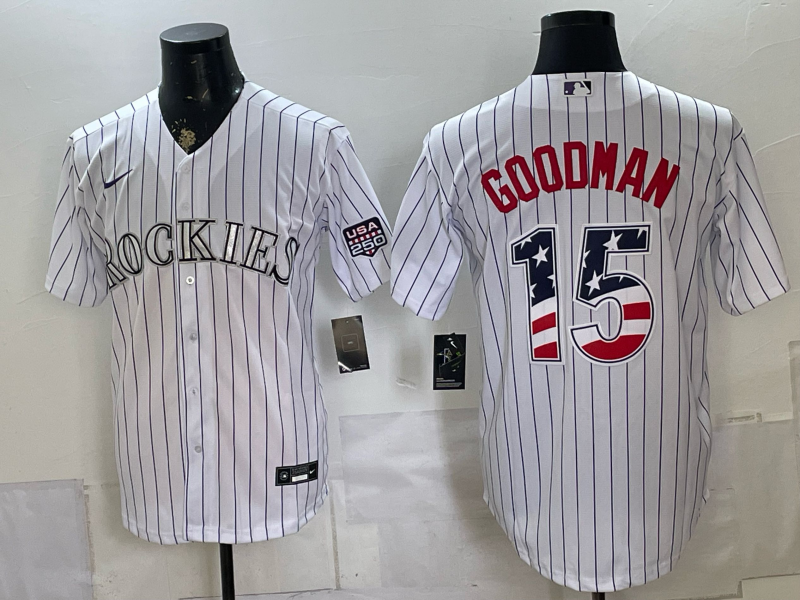 Men Colorado Rockies #15 Goodman white MLB 2026 jersey 071600